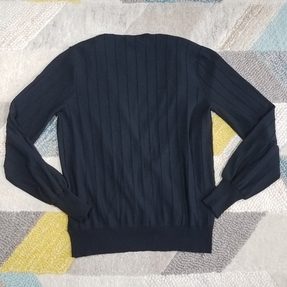 Black Prologue Envelope Faux Wrap Ribbed Sweater - Picture 3 of 4